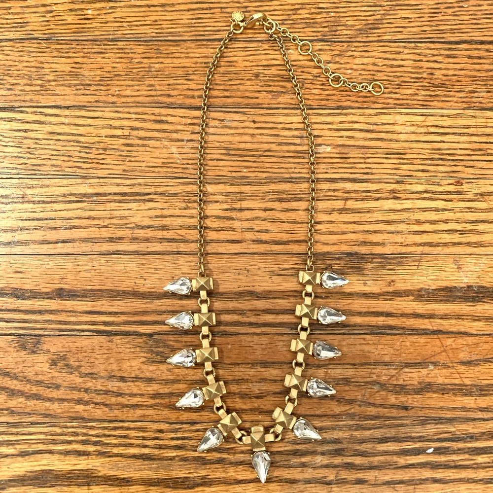 J Crew drop diamond dagger necklace